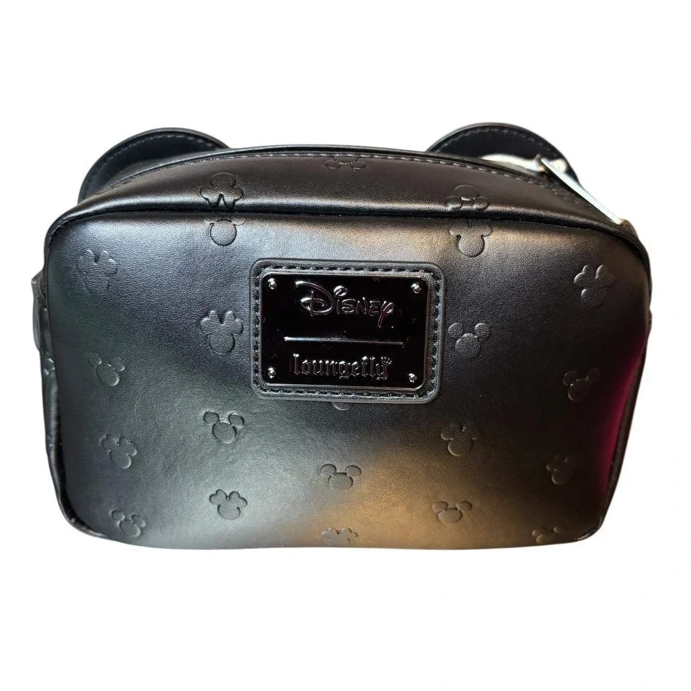 Loungefly‎ Disney Mickey Mouse All Over Print Embossed Black Makeup Bag NWT